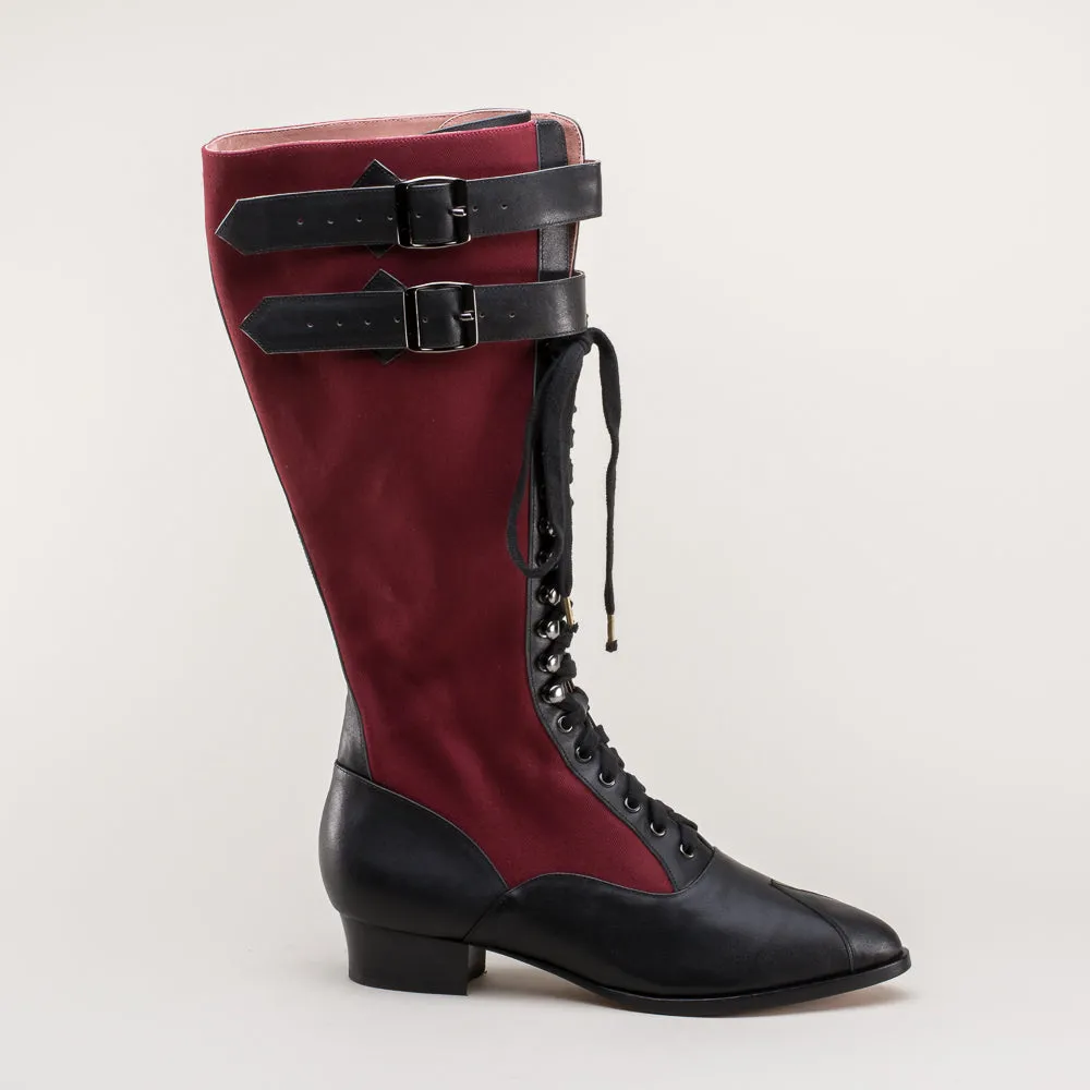 Cambridge Women's Edwardian Bicycle Boots (Burgundy/Black)