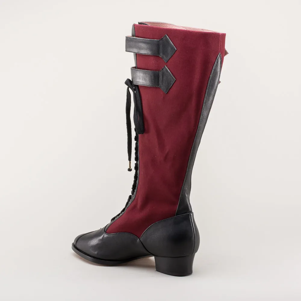 Cambridge Women's Edwardian Bicycle Boots (Burgundy/Black)