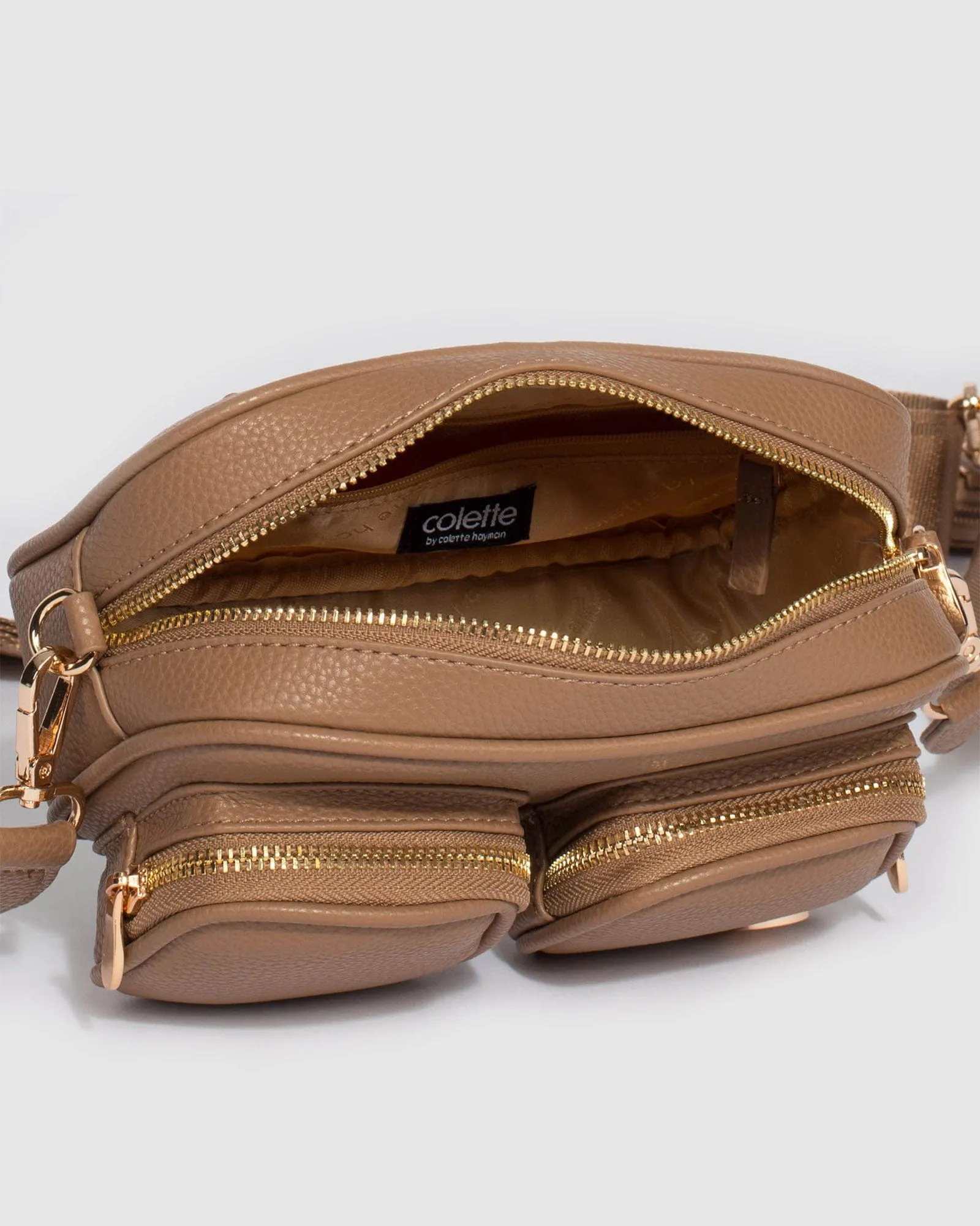 Caramel Amalia Double Pocket Crossbody Bag