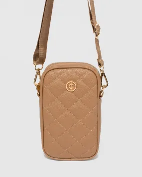 Caramel Rubee Quilted Crossbody Phone Bag