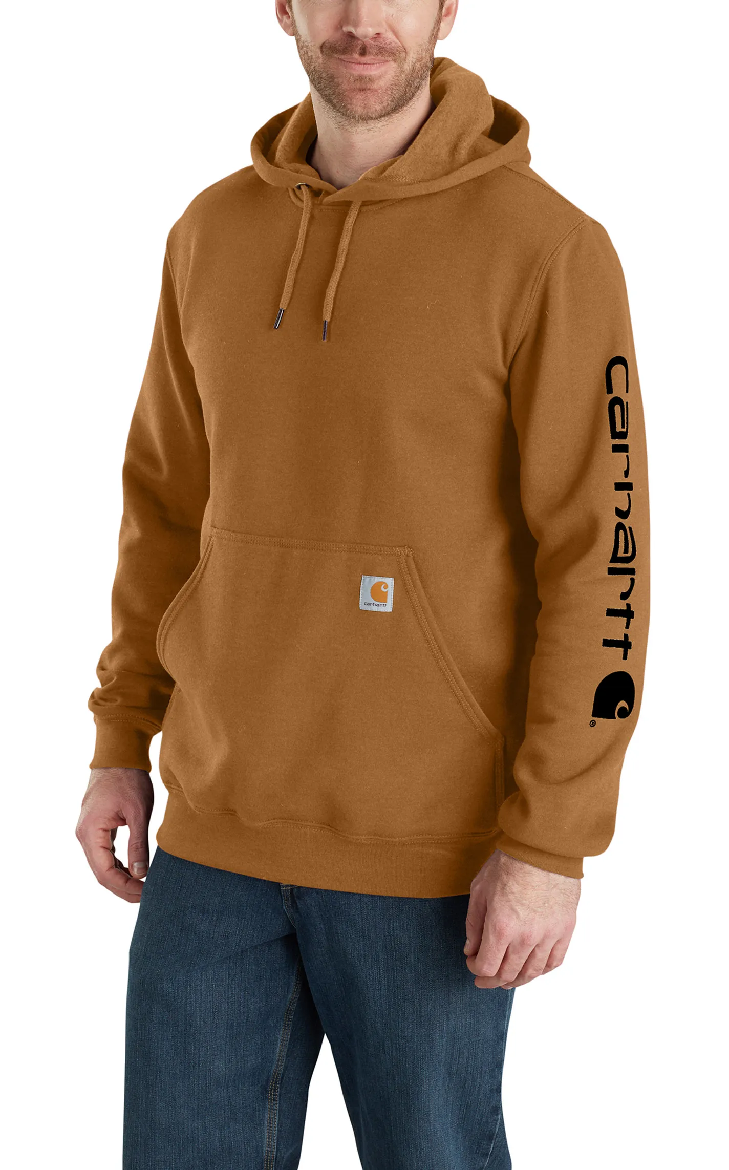 Carhartt Men's Caramel & Black Logo Graphic Sleeve Work Hoodie