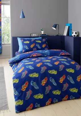 Catherine Lansfield Bright Football Reversible Duvet Cover Set, Navy