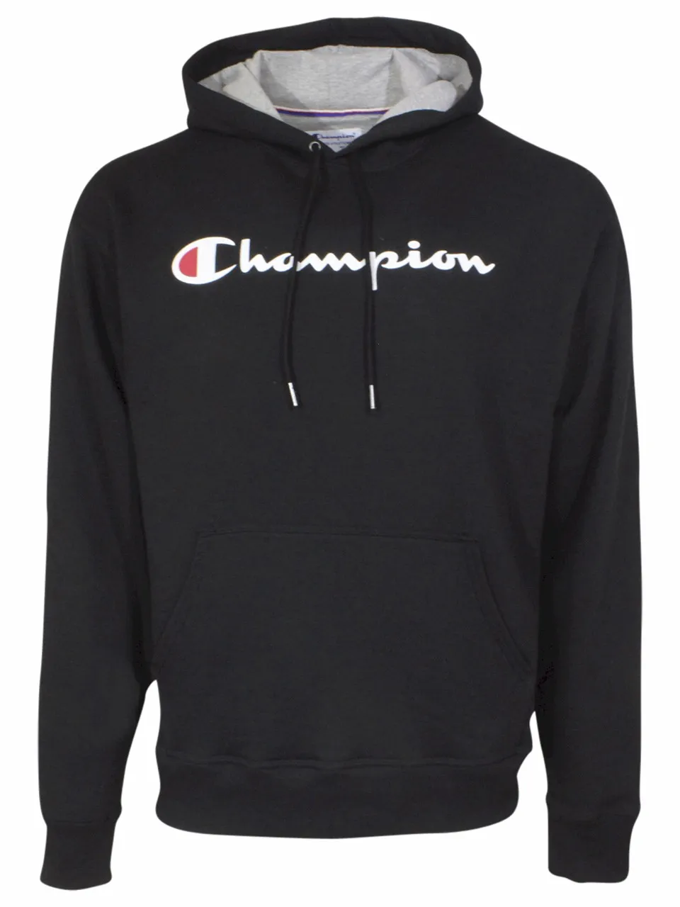 Champion Powerblend Script Logo Hoodie Oxford Grey Men's Sweatshirt Shirt Sz: L