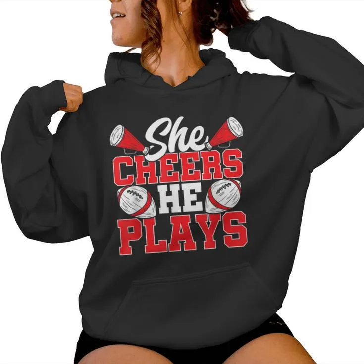 Cheer And Football Mom Cheer Mom Of Both Football Cheer Mom Women Hoodie