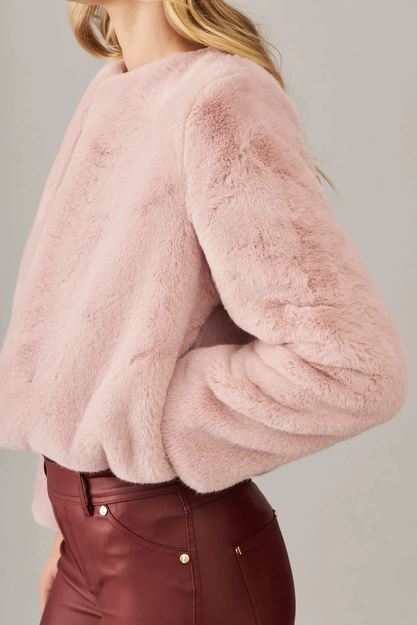 Cher Faux Fur Jacket In Blush