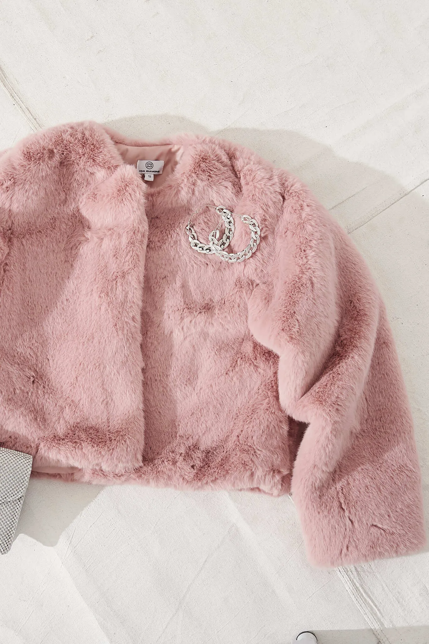 Cher Faux Fur Jacket In Blush