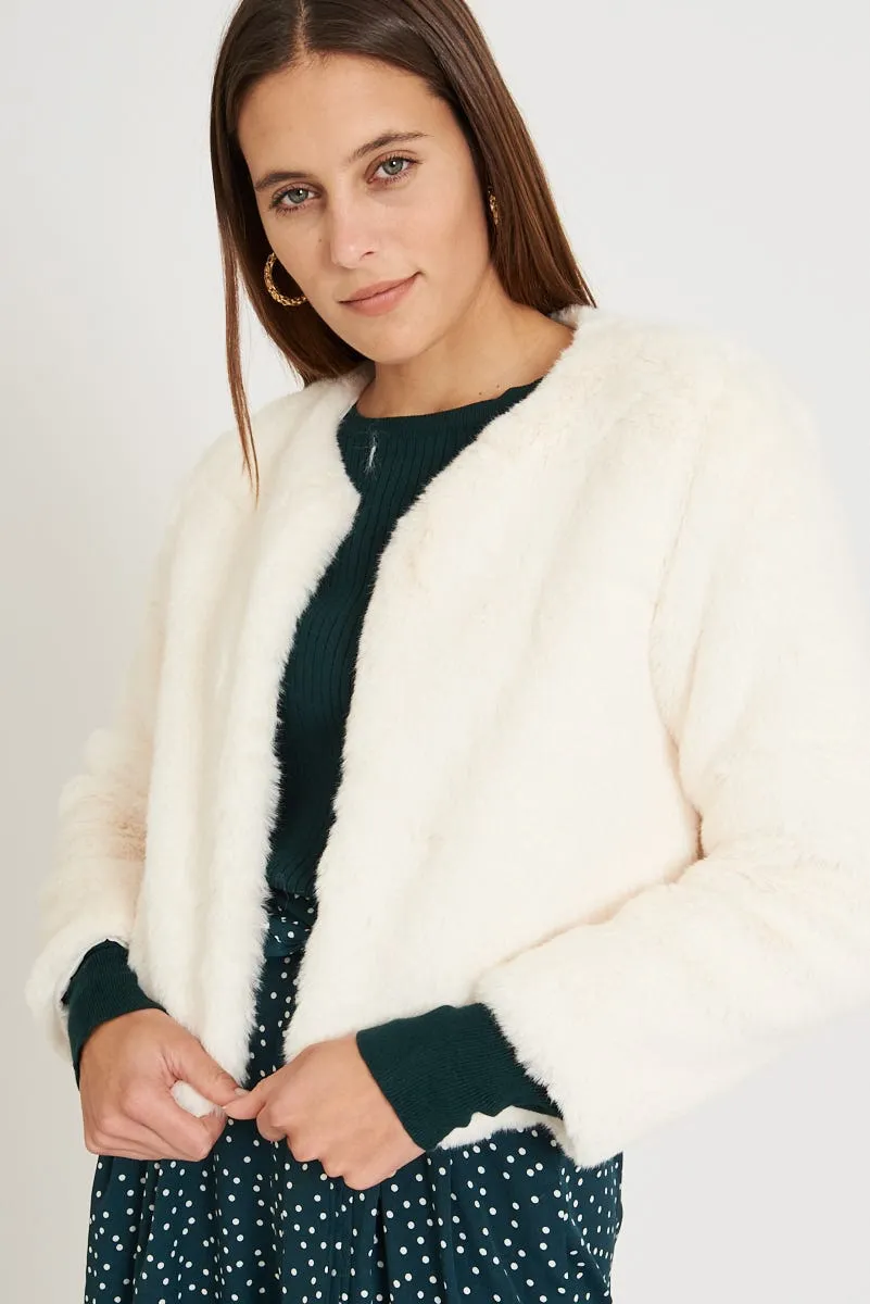 Cher Faux Fur Jacket in Cream