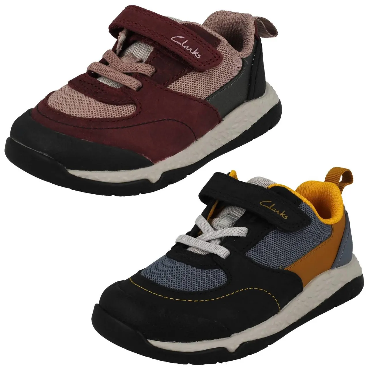 Childrens Clarks Casual Hook And Loop Fastening Trainers - Steggy Stride