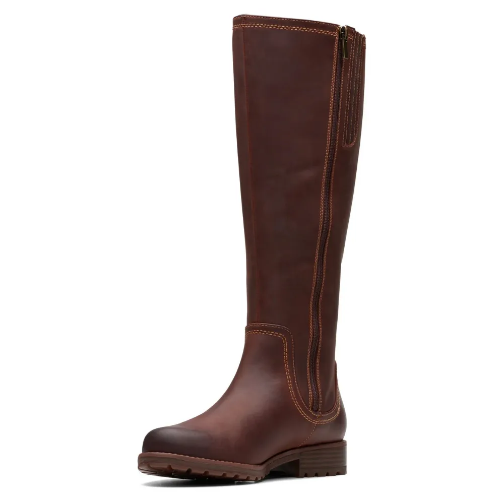 Clarks Aspra Hi British Tan Leather Knee-High Boot (Women's)