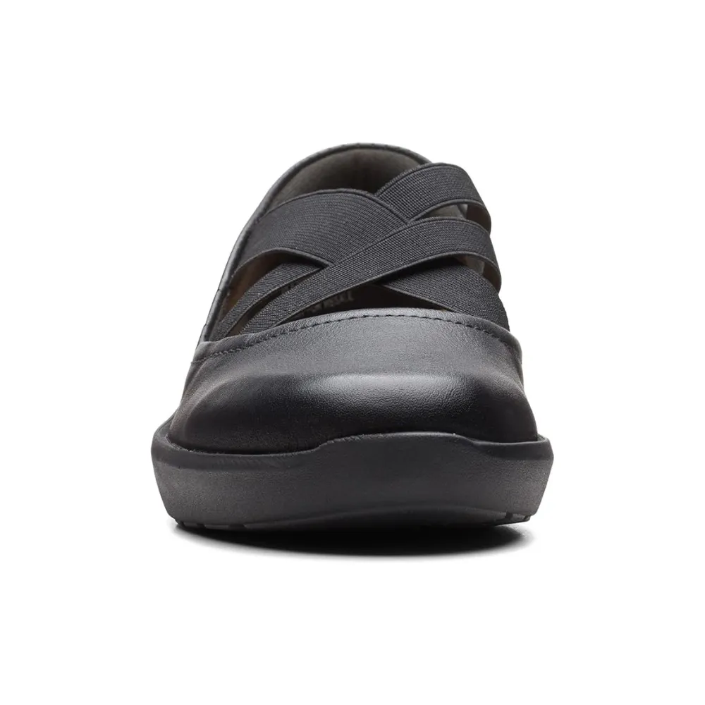 Clarks Kayleigh Cove Black Combi Leather Shoe (Women's)