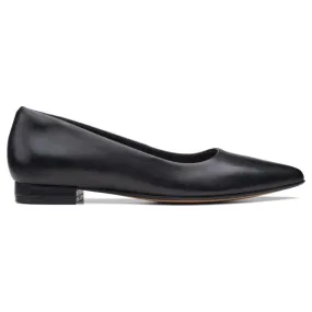 Clarks Laina15 Step Black Leather Flat (Women's)