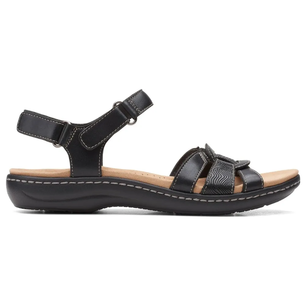 Clarks Laurieann Sela Black Leather Sandals (Women's)