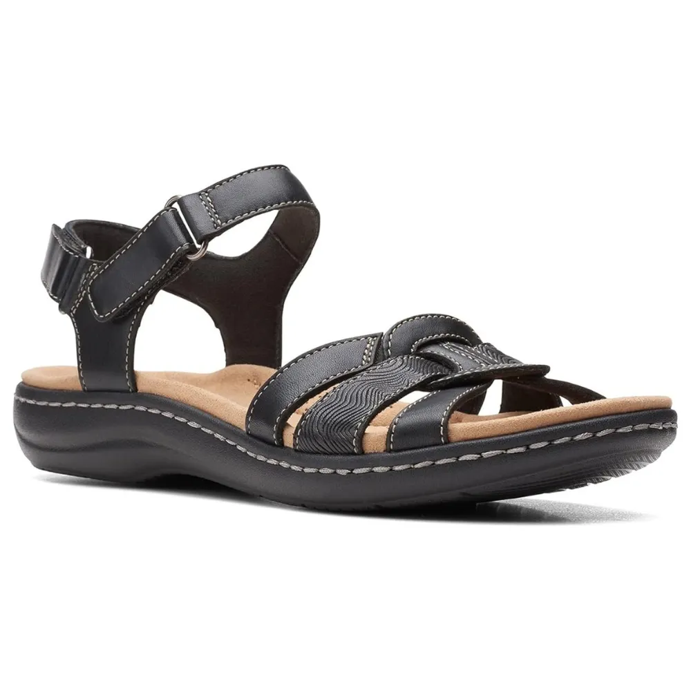 Clarks Laurieann Sela Black Leather Sandals (Women's)