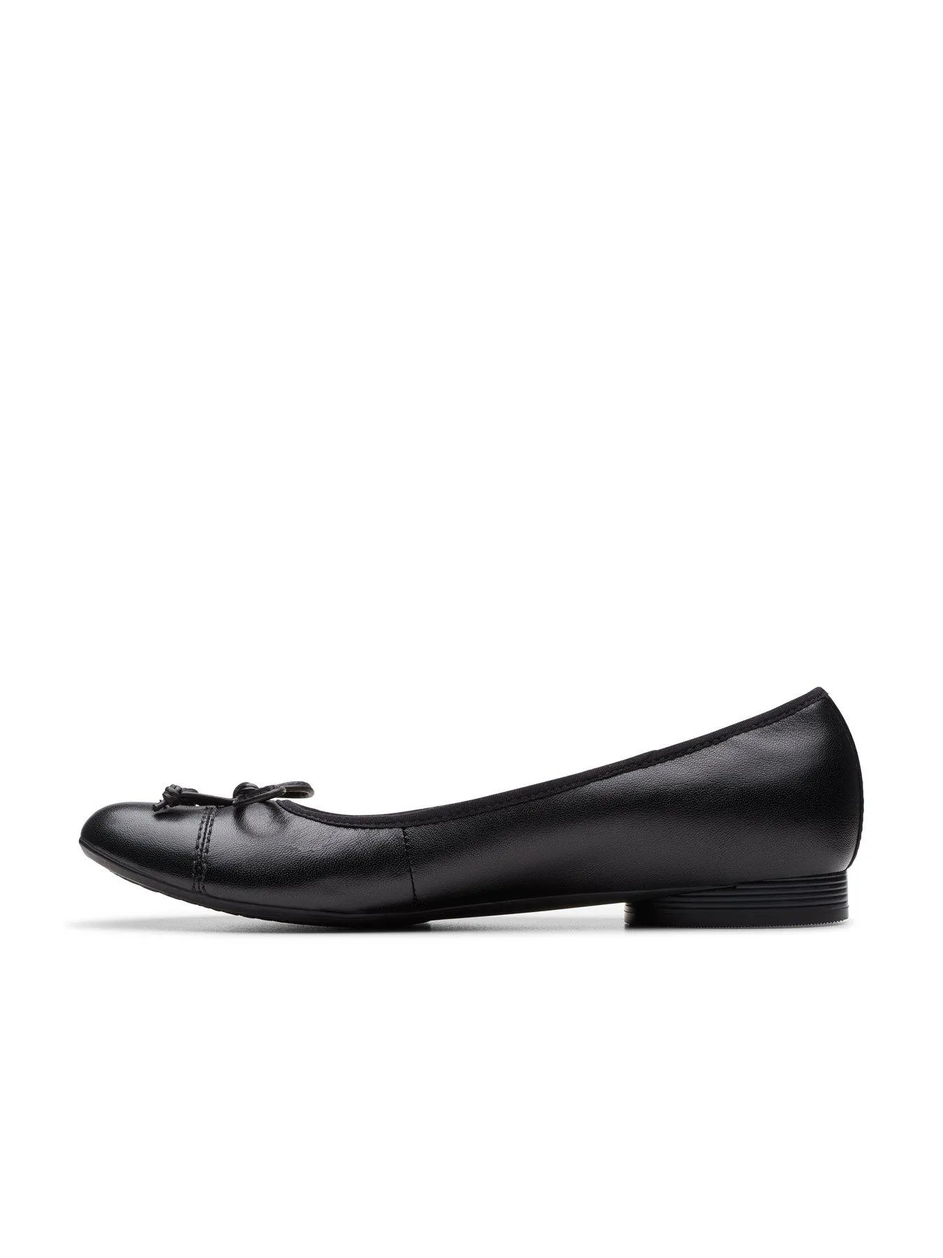 Clarks Loreleigh Rae Wide Fitting Leather Bow Front Ballerina - Black