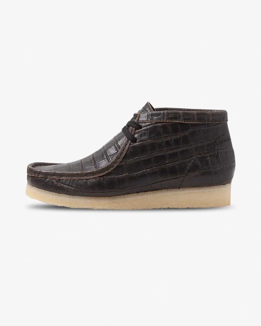 Clarks Originals Wallabee Boot Black Crocodile Distress