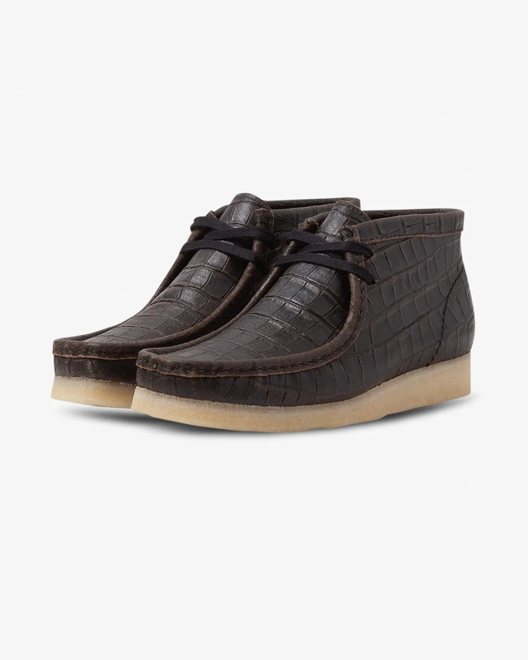 Clarks Originals Wallabee Boot Black Crocodile Distress