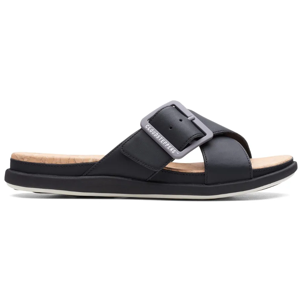 Clarks Step June Shell Black Sandal (Women's)