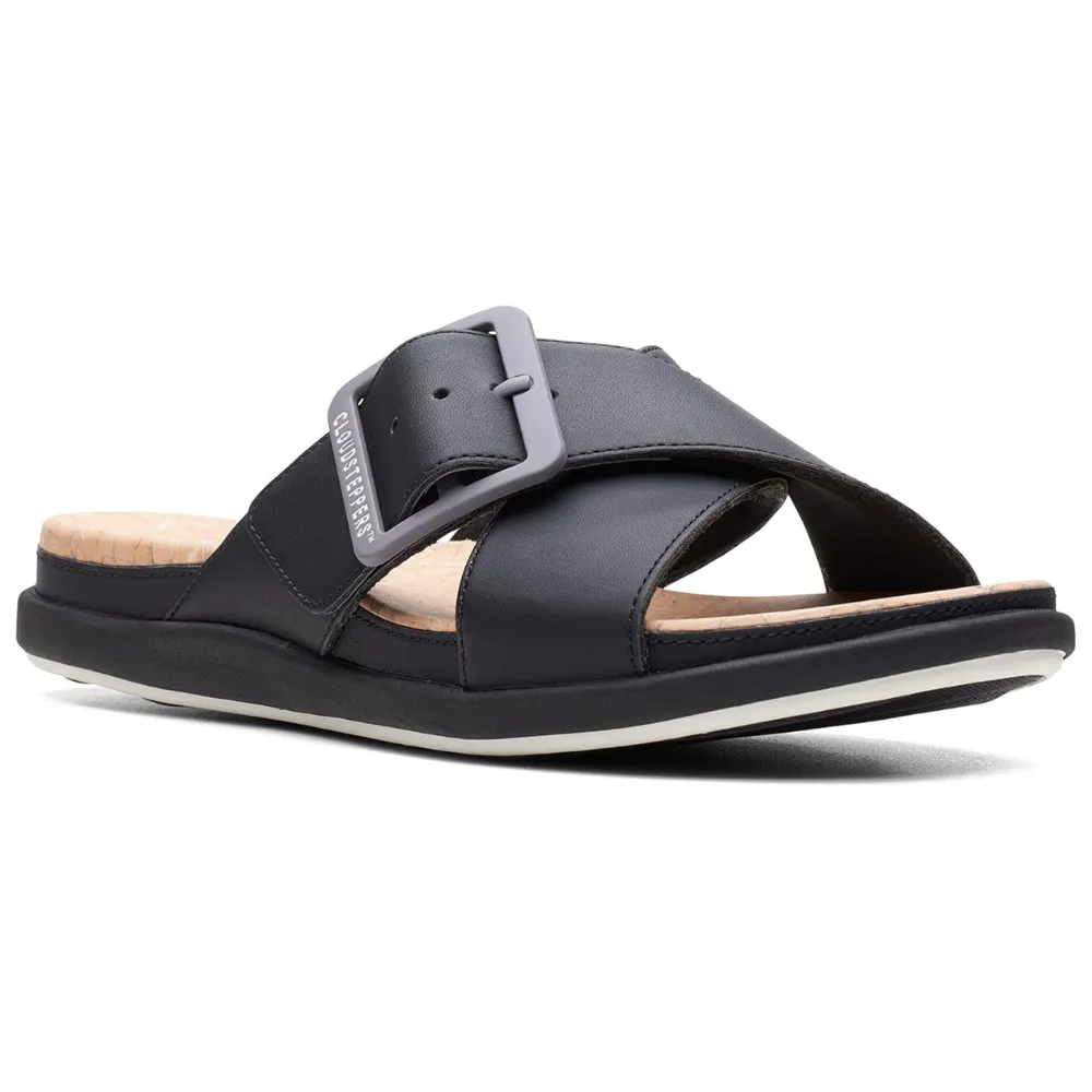 Clarks Step June Shell Black Sandal (Women's)