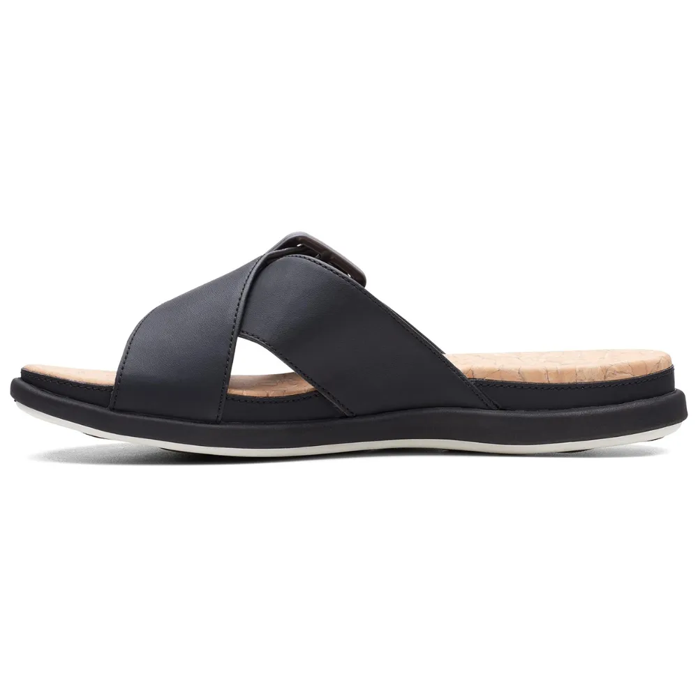 Clarks Step June Shell Black Sandal (Women's)