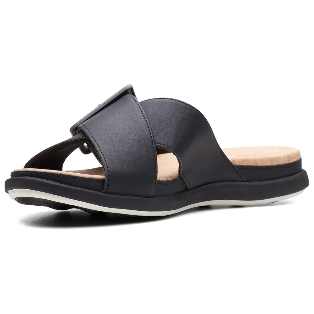 Clarks Step June Shell Black Sandal (Women's)