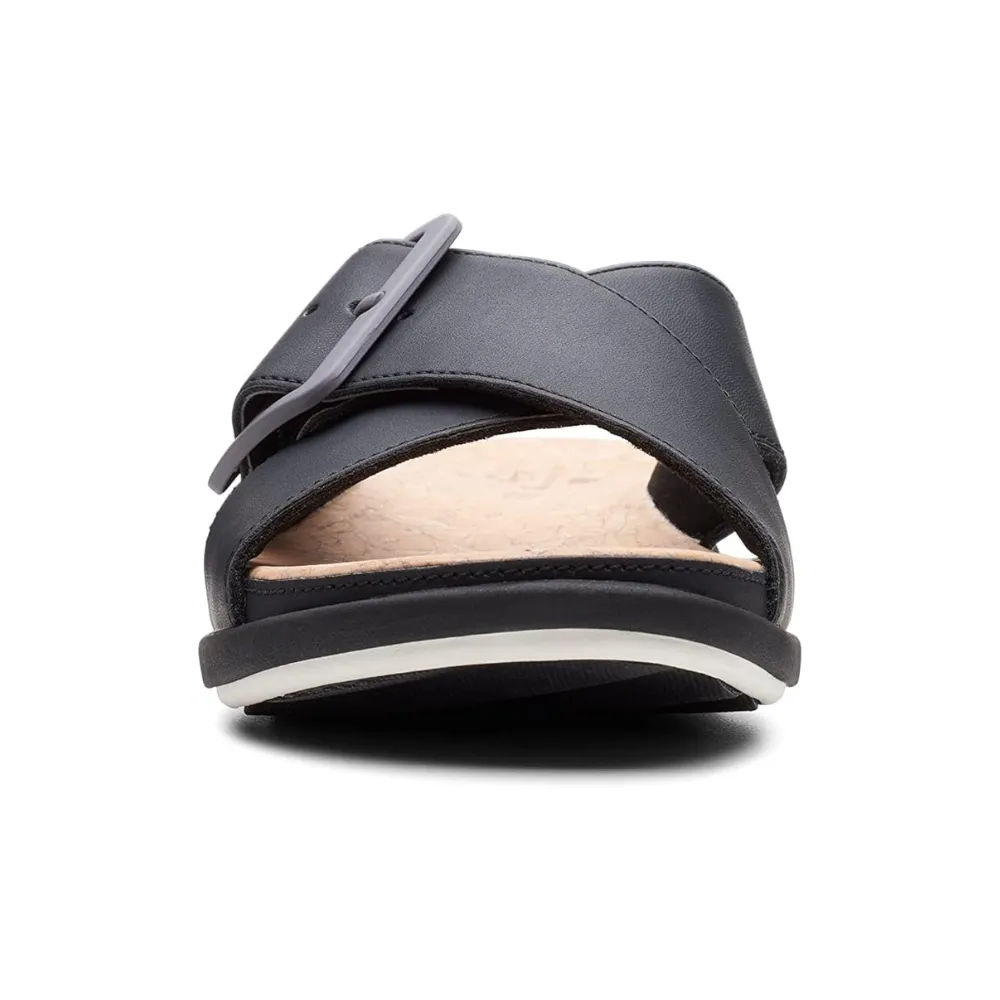 Clarks Step June Shell Black Sandal (Women's)