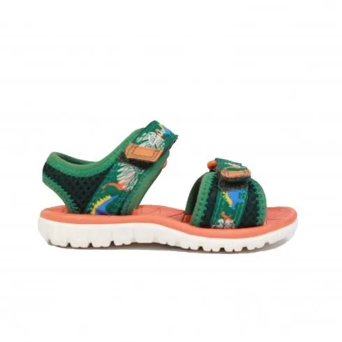 Clarks Surfing Tide Toddler | Green Combi | Childrens Rip Tape Sandals