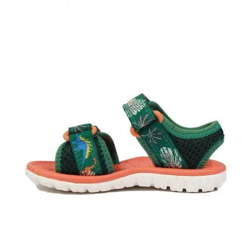 Clarks Surfing Tide Toddler | Green Combi | Childrens Rip Tape Sandals