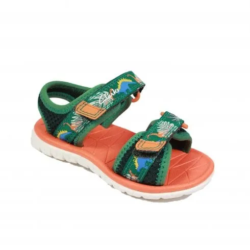 Clarks Surfing Tide Toddler | Green Combi | Childrens Rip Tape Sandals