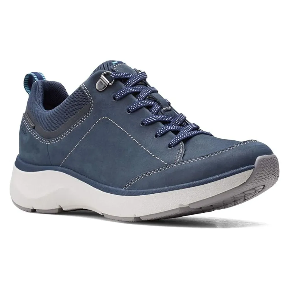 Clarks Wave 2.0 Lace Navy Nubuck/Textile Combi Shoe (Women's)