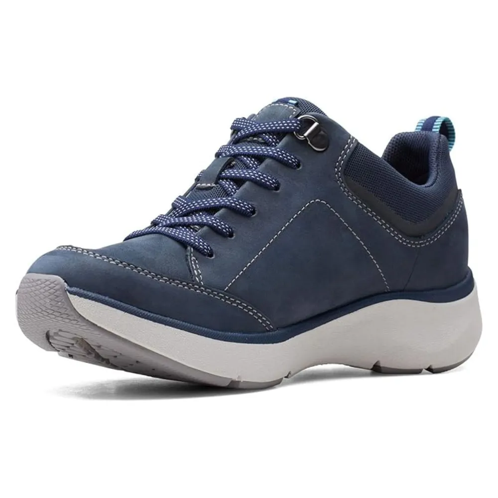 Clarks Wave 2.0 Lace Navy Nubuck/Textile Combi Shoe (Women's)