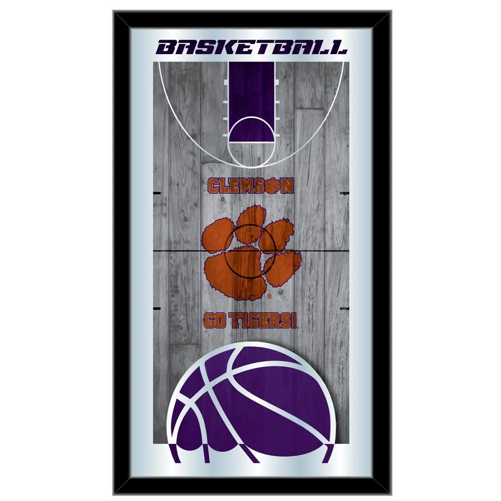 Clemson Tigers HBS Orange Basketball Framed Hanging Glass Wall Mirror (26x15)