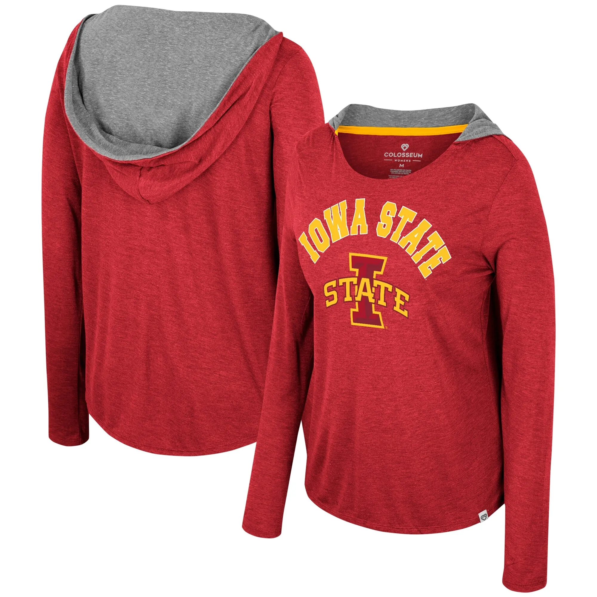 Colosseum  Iowa State Cyclones Women's Cardinal Distressed Heather Long Sleeve Hoodie T-Shirt