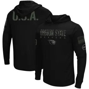 Colosseum Oregon State Beavers Black OHT Military Appreciation Hoodie Long Sleeve T-Shirt