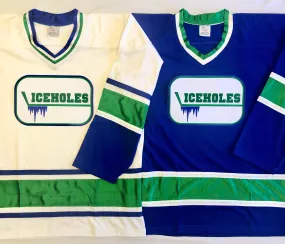 Custom Hockey Jerseys with a Iceholes Embroidered Twill Logo