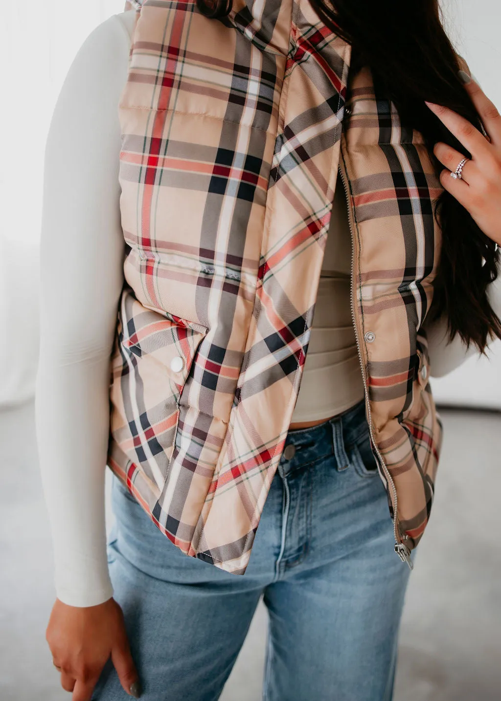 Cyra Plaid Print Vest