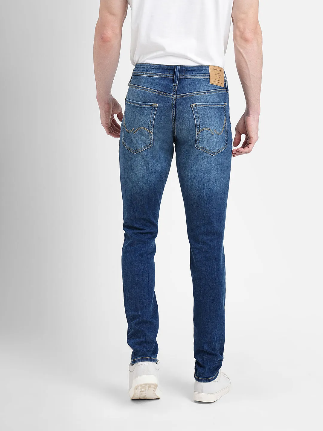 Dark Blue Low Rise Distressed Glenn Slim Fit Jeans