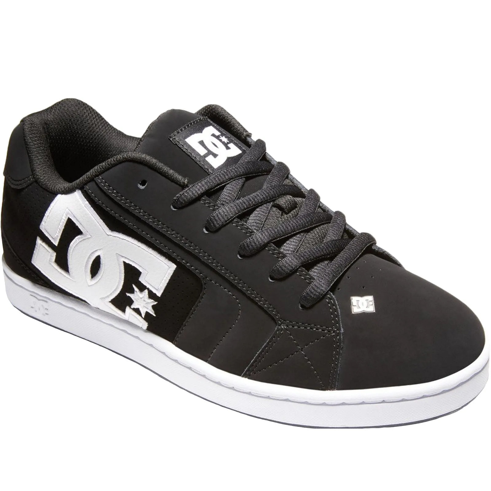 DC Shoes Mens Net Leather Low Trainers - Black/Black/White