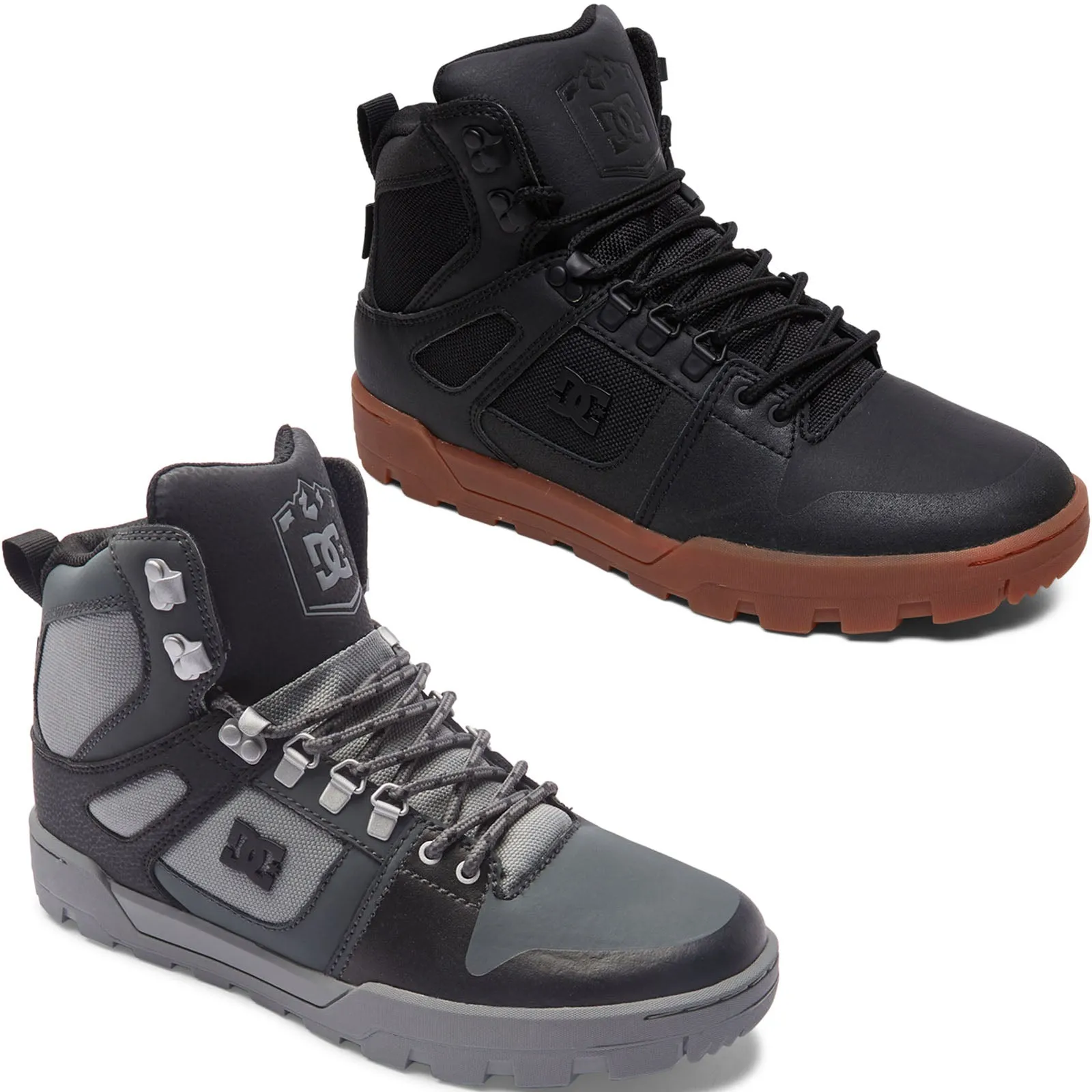 DC Shoes Mens Pure Hi Mid Rise Leather Chunky Boots