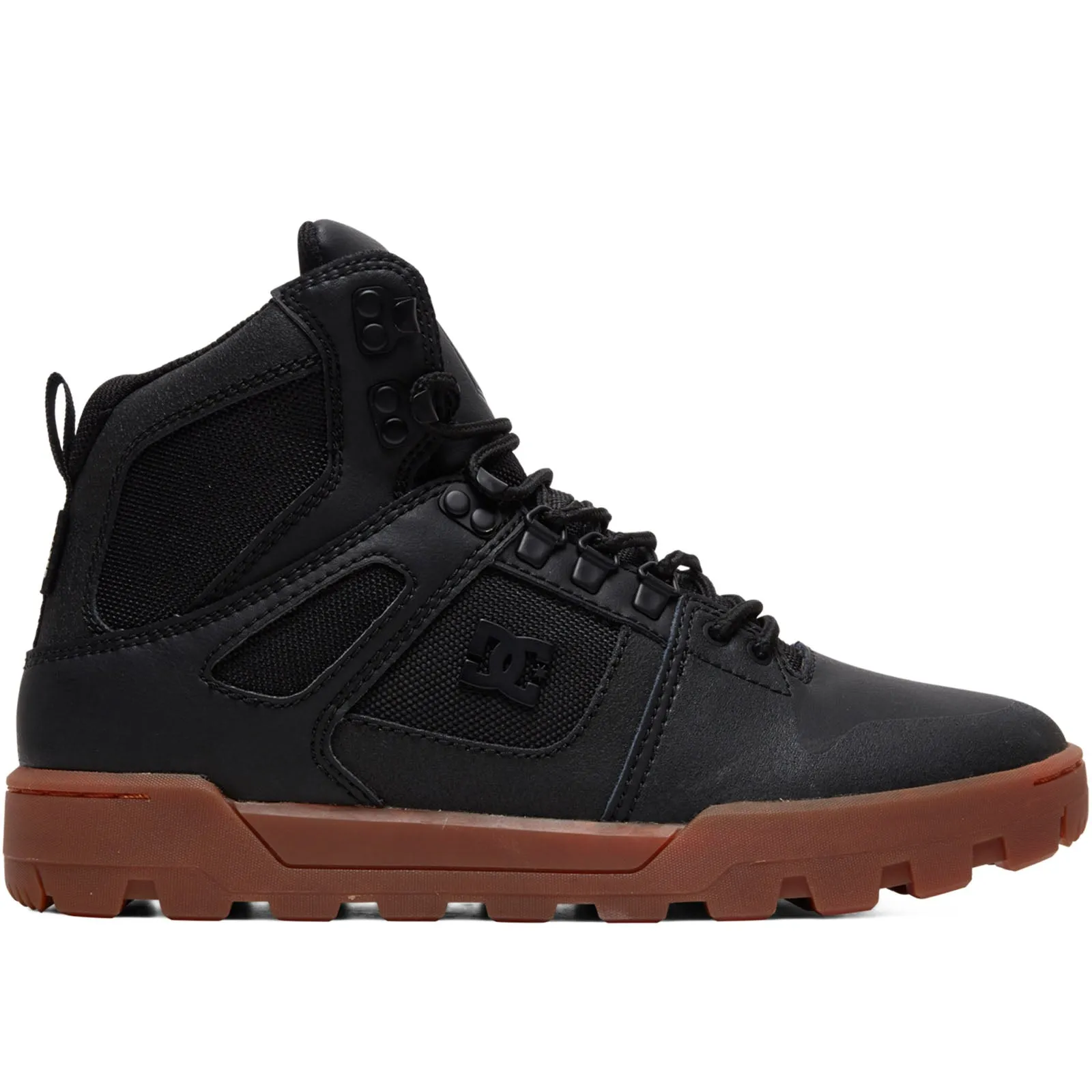 DC Shoes Mens Pure Hi Mid Rise Leather Chunky Boots