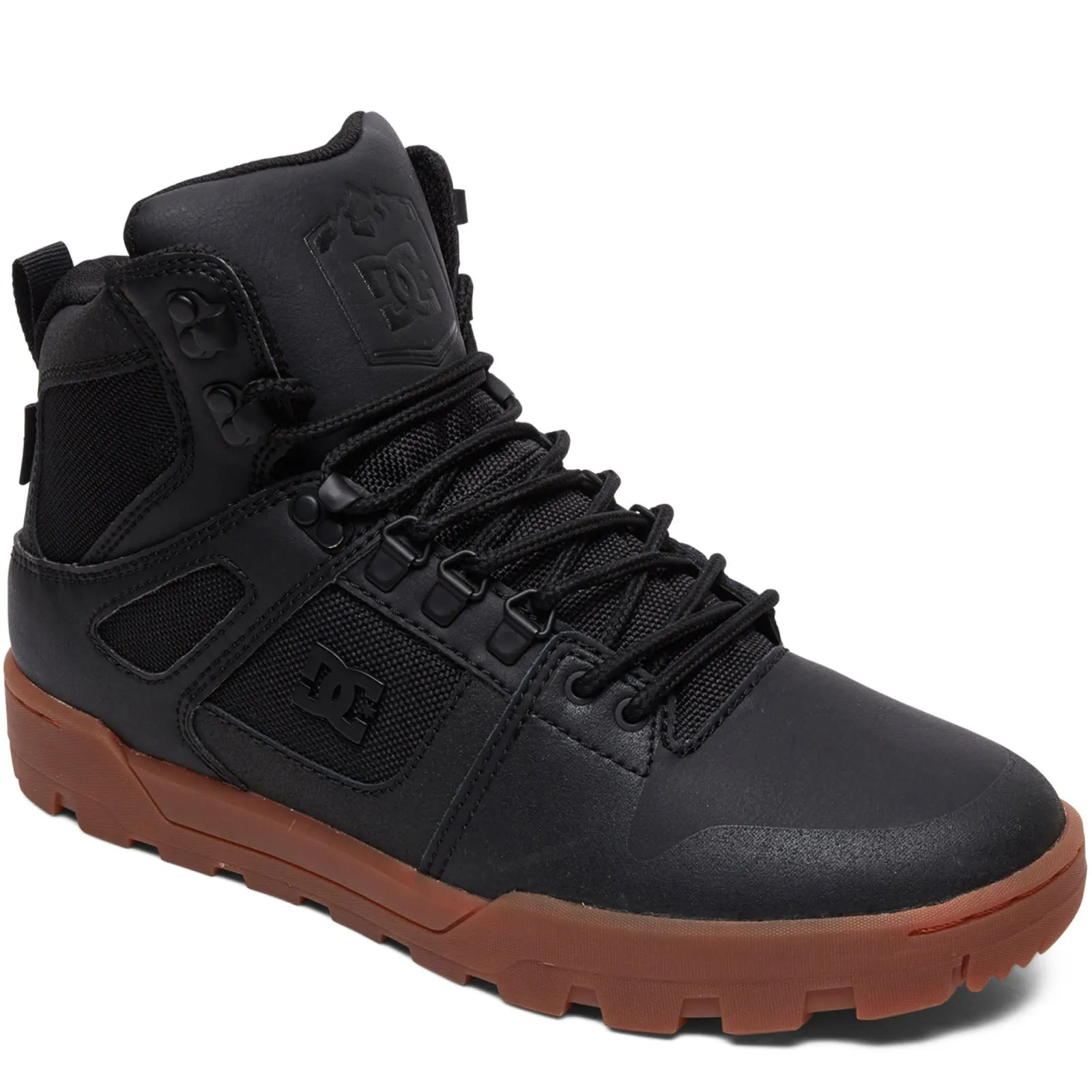 DC Shoes Mens Pure Hi Mid Rise Leather Chunky Boots