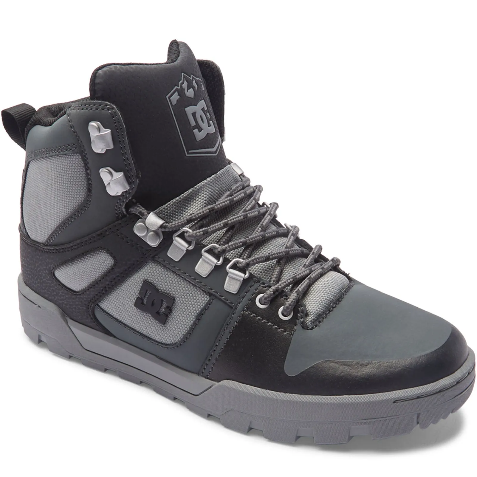 DC Shoes Mens Pure Hi Mid Rise Leather Chunky Boots