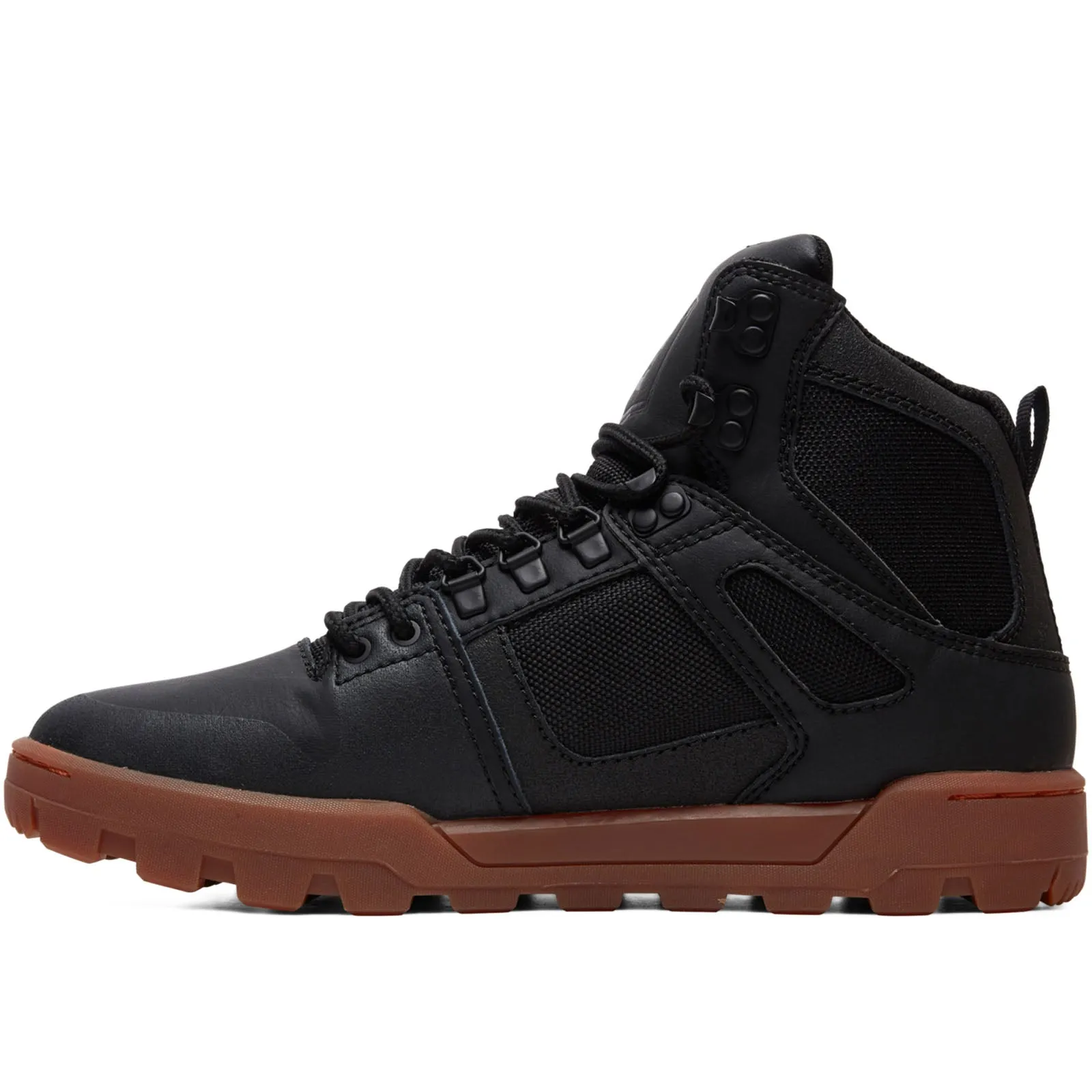 DC Shoes Mens Pure Hi Mid Rise Leather Chunky Boots