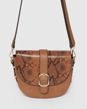 Dhana Buckle Tan Crossbody Bag