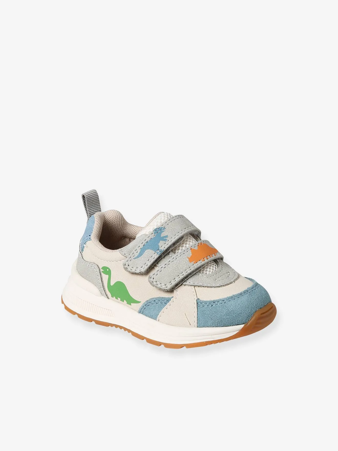 Dinosaur Hook&Loop Trainers for Babies - printed white