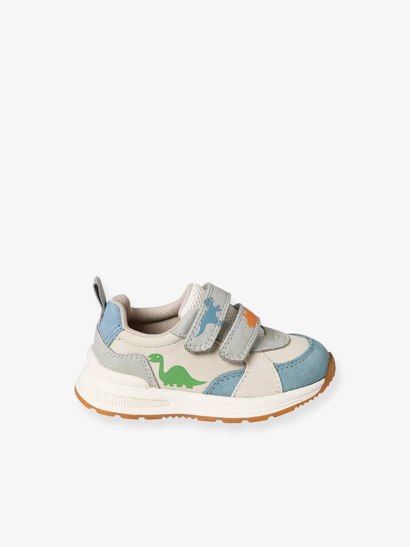 Dinosaur Hook&Loop Trainers for Babies - printed white