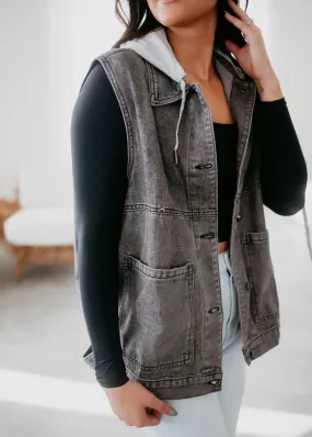 Doni Hooded Denim Vest