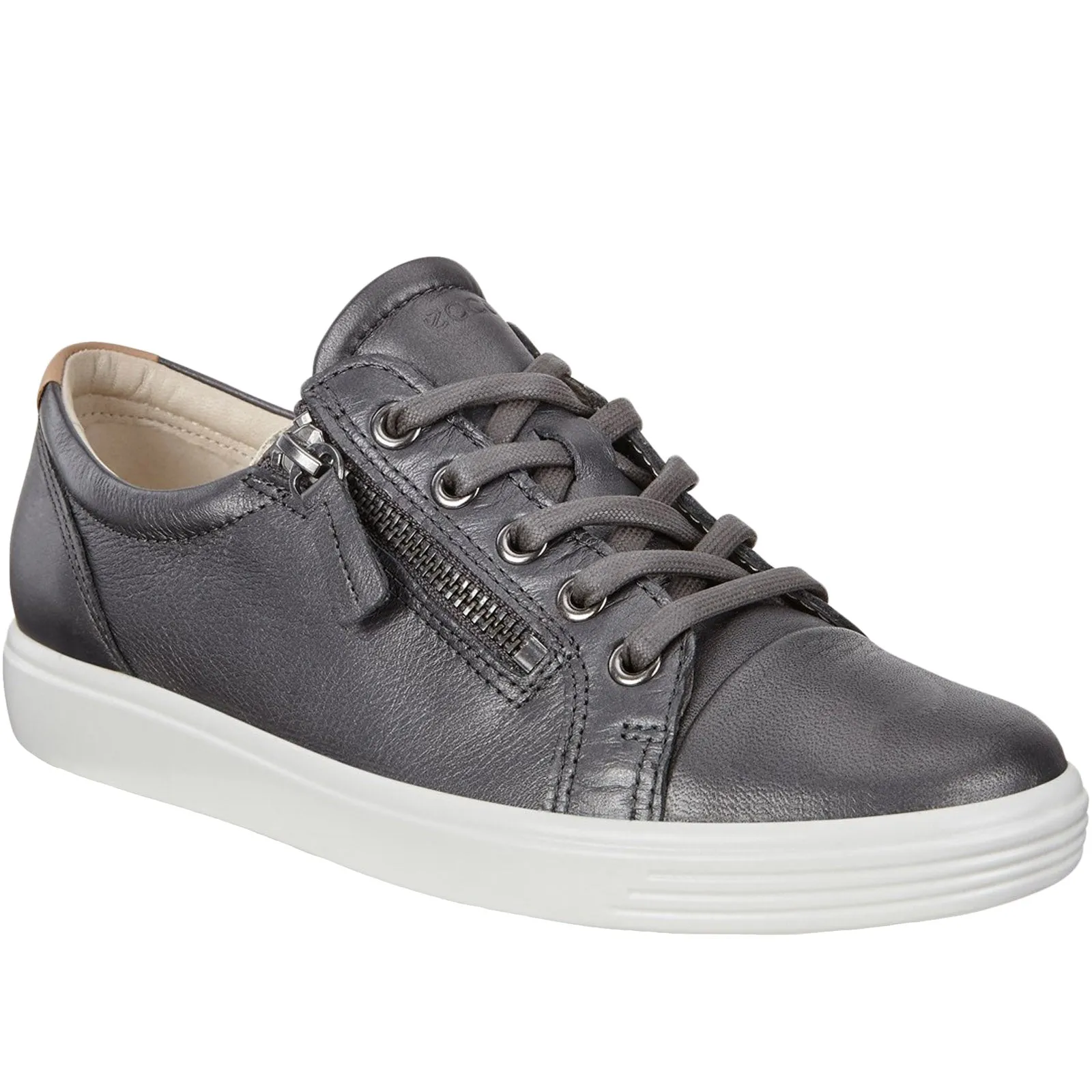 ECCO Womens Soft 7 Leather Trainers - Black