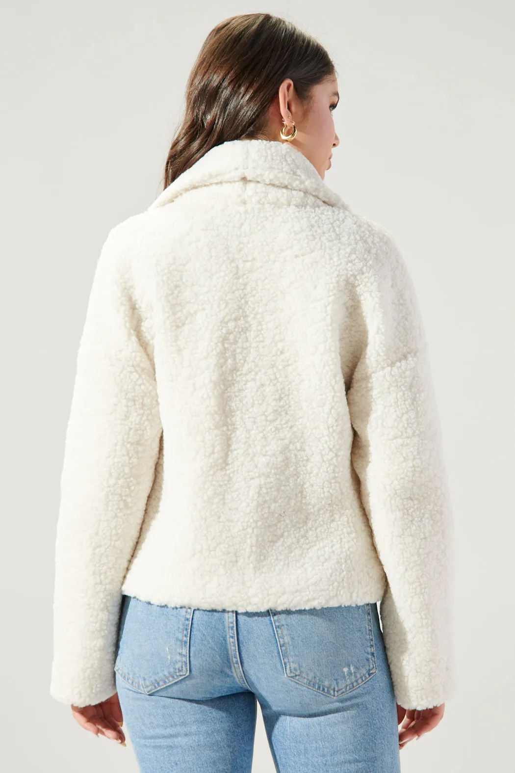 Edwina Faux Sherpa Shawl Collar Jacket