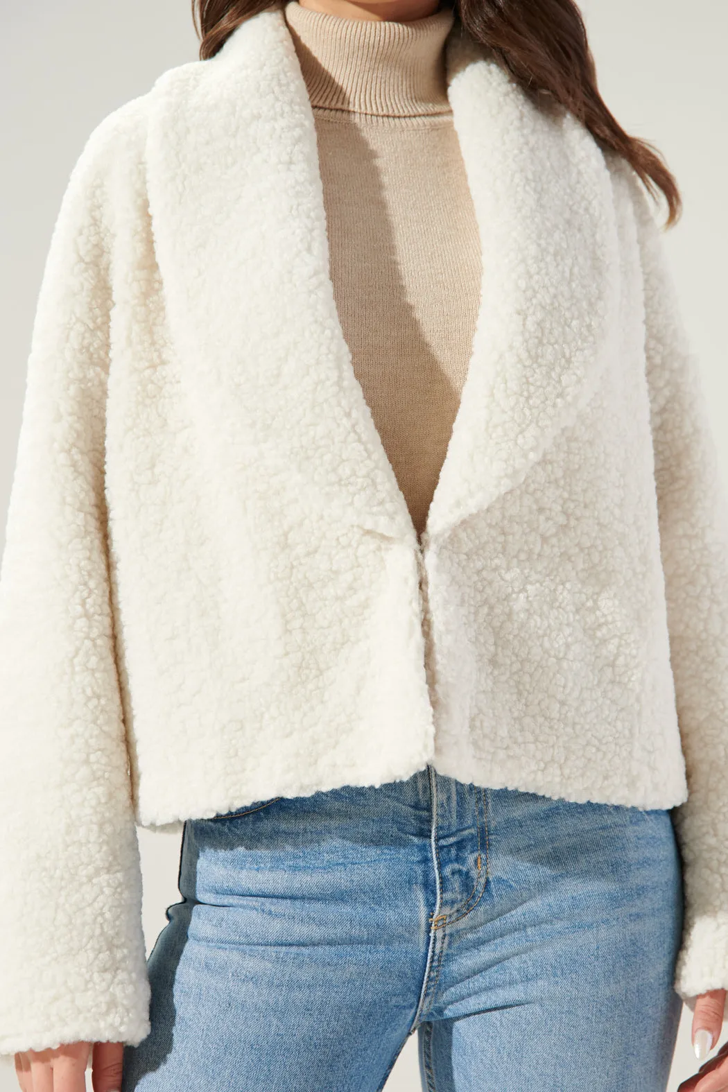 Edwina Faux Sherpa Shawl Collar Jacket