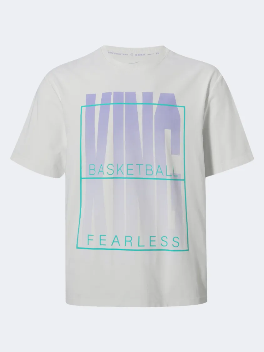 Erke Fearless King Men Basketball T-Shirt White/Violet/Green